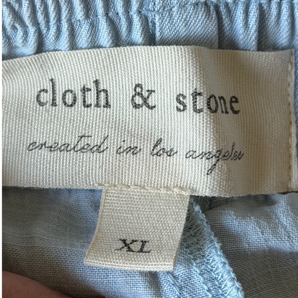 Cloth & Stone Wide Leg Pants Womens XL Light Blue Tencel Cropped Raw Hem C7167 - Picture 4 of 5